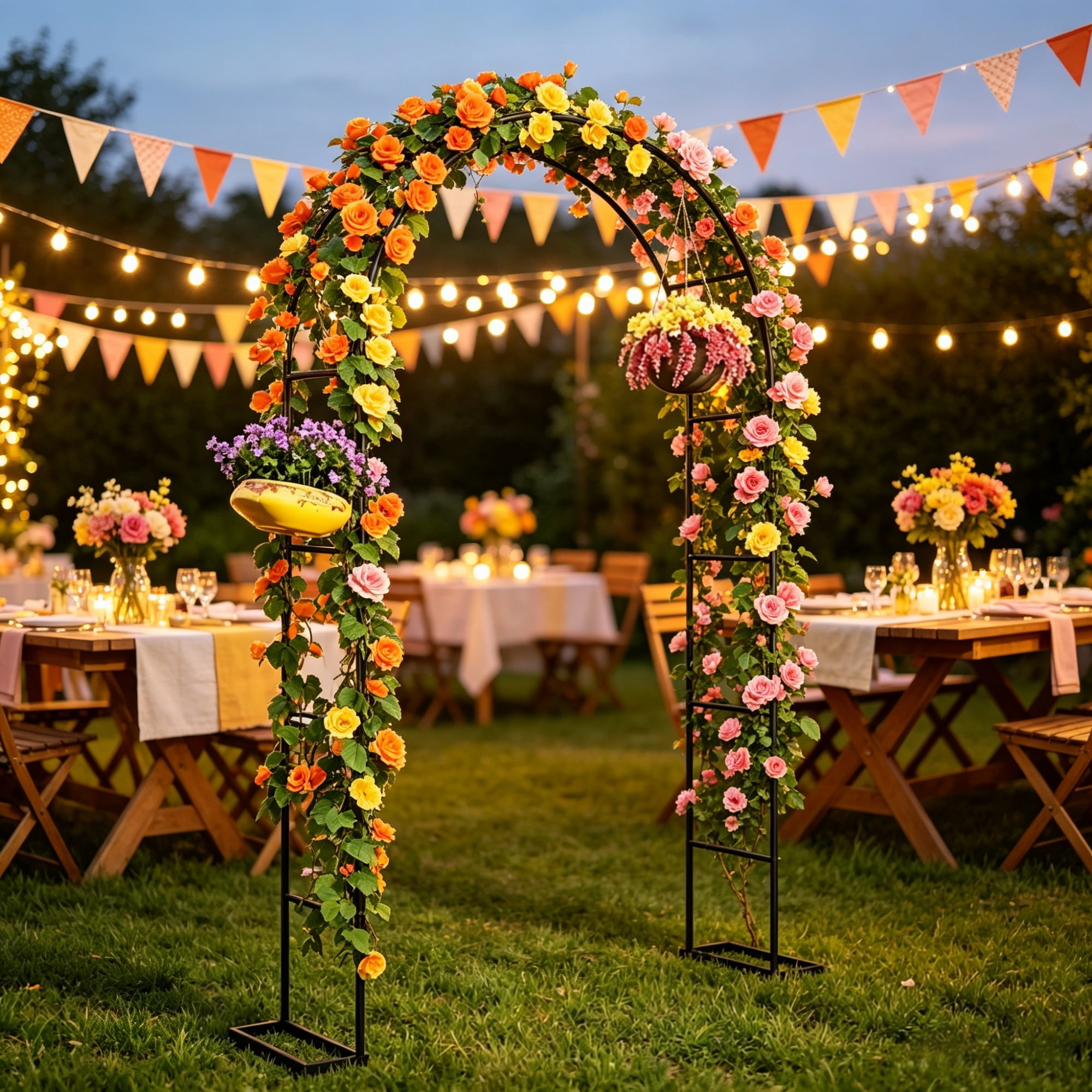 Garden Arch with Large Base for Climbing Plants and Weddings