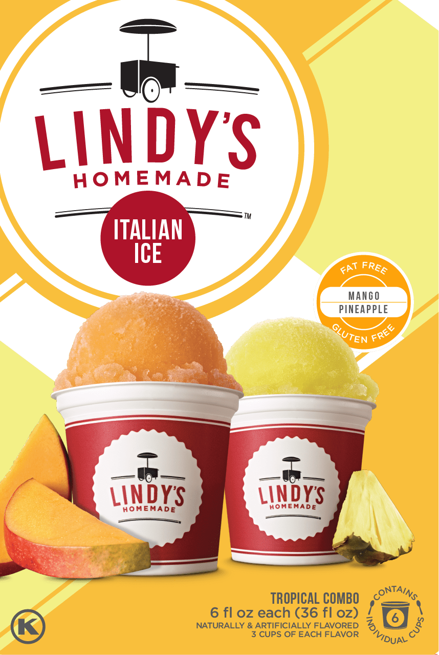 Lindy's Homemade Tropical Mango/Pineapple Combo Italian Ice, 6 fl oz, 6 Ct