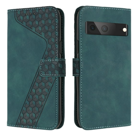 Allytech Wallet Case for Google Pixel 7 (2022), PU Leather and TPU Bumper Full Protection Credit Card Holder Flip Book Stand Hand Strap Case for Google Pixel 7 5G, Green