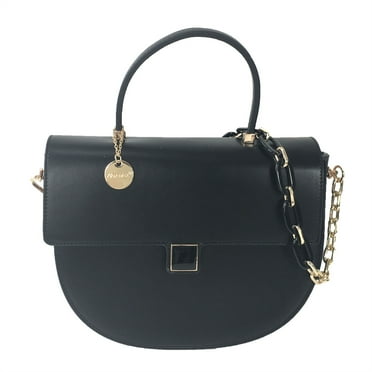 Alex Max Zoey Chain Link Vegan Leather Convertible Half Moon Crossbody Bag, Black