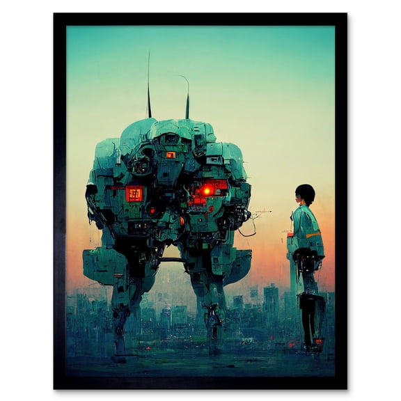 Mecha Japanese Illustration Sci-Fi Anime Art Print Framed Poster Wall Decor 12x16 inch