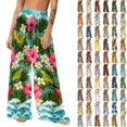 thumbnail image 1 of Pincandy Women Mesh Boho Beach Pants See Through Sheer Swimsuit Bikini Bottom Cover up Party Elastic High Waist Wide Leg Pants, 1 of 7