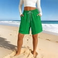 thumbnail image 7 of Weikingp Bermuda Shorts For Women，Knee Length Shorts Women Womens Pull On Shorts Womens Bermuda Shorts High Waisted Shorts Women Walking Athletic Shorts Green S, 7 of 7