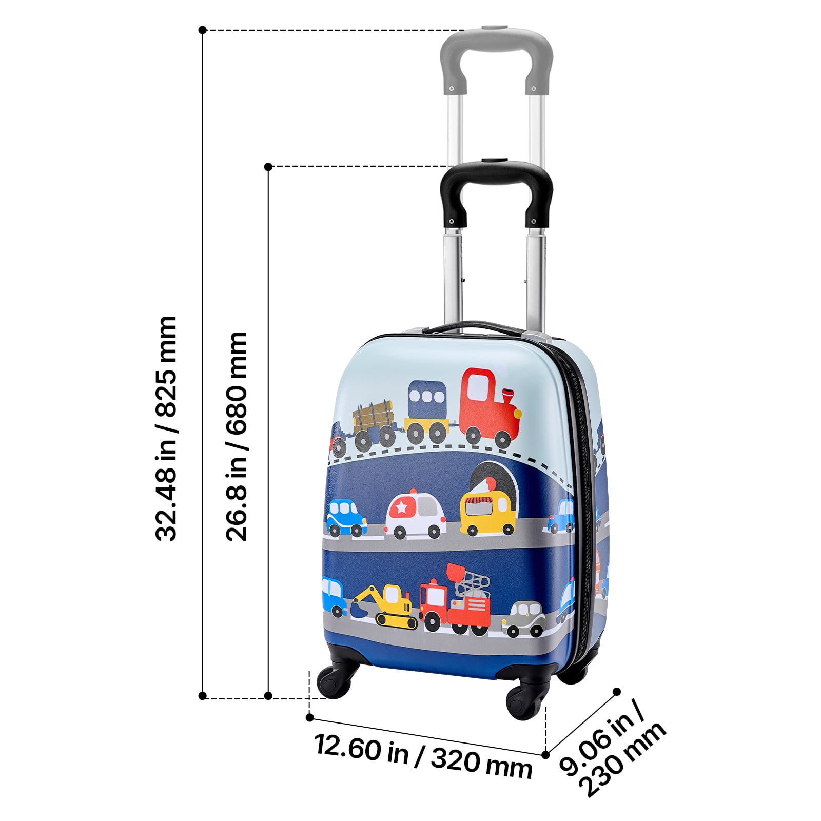 KFFKFF 5-Piece Kids Luggage Set, 18-Inch Rolling Suitcase with Backpack & U-Shape Pillow, Hardshell Carry-On for Children, Travel Gift for Boys and Girls, Airline Compatible