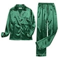 thumbnail image 4 of Chroia Women's 2-Piece Satin Classic Button-Down Long Sleeve Pjs Set, 4 of 9