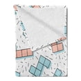 thumbnail image 2 of 90s Soft Flannel Fleece Blanket, Geometric Patterns in Retro Memphis Style Abstract Artwork with Rectangles Simple Art, Cozy Plush for Indoor and Outdoor Use, 50" x 70", Black Blue, by Ambesonne, 2 of 5
