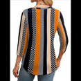 thumbnail image 4 of Blusas de Mujer con Mangas 3/4, Cuello Redondo, Túnicas Casuales, Camisas Plisadas Básicas, Corte Holgado, 2025 Rayas Verticales S, 4 of 5