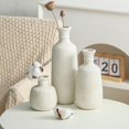thumbnail image 4 of Juego de 3 jarrones de cerámica, decoración rústica neutra blanca envejecida, 4 of 8