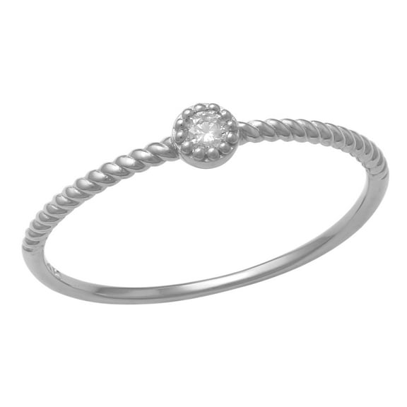 14K REAL Diamond Twist Minimal Band Ring Real Solid Gold Natural Genuine Diamond Daily Simple Band Ring MJR7581W White Gold