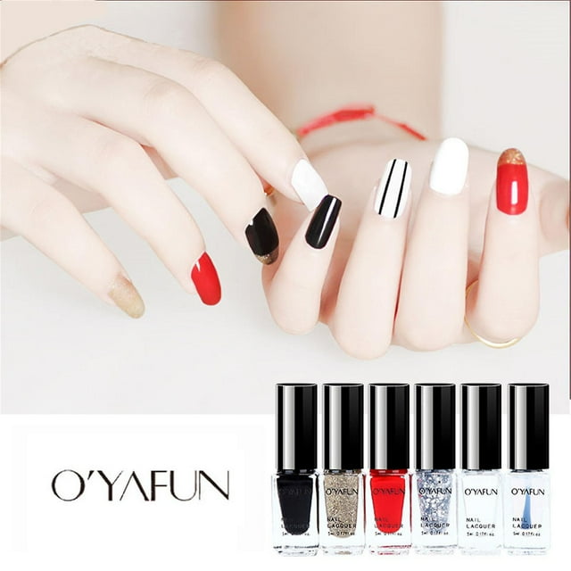 Esmalte de uñas Oyafun Daily Disposable a base de agua, 5 ml, 6 colores