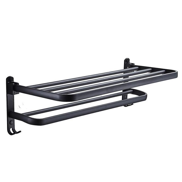 Accesorios de baño, toallero de 60 cm, toallero plegable montado en la pared, estante de almacenamiento para baño con barras y ganchos, toallero para baño cocina Ho