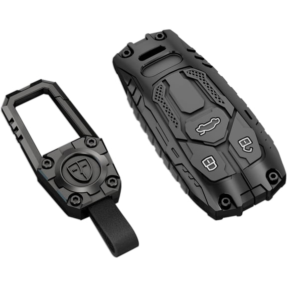 For Audi Key Fob Cover with Keychain,Zinc Alloy Protection Car Key Case Accessories for 2019-2023 A3 A6 A6L A7 S3 S6 S7 E-Tron A8 Q8 Silicone Smart Keyless Keyshell(For Audi Model B Silver),Grey