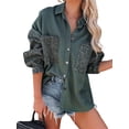 thumbnail image 1 of Chemise Boutonnée pour Femmes Veste en Denim Manches Longues Décontractée Automne avec Poches, 1 of 7