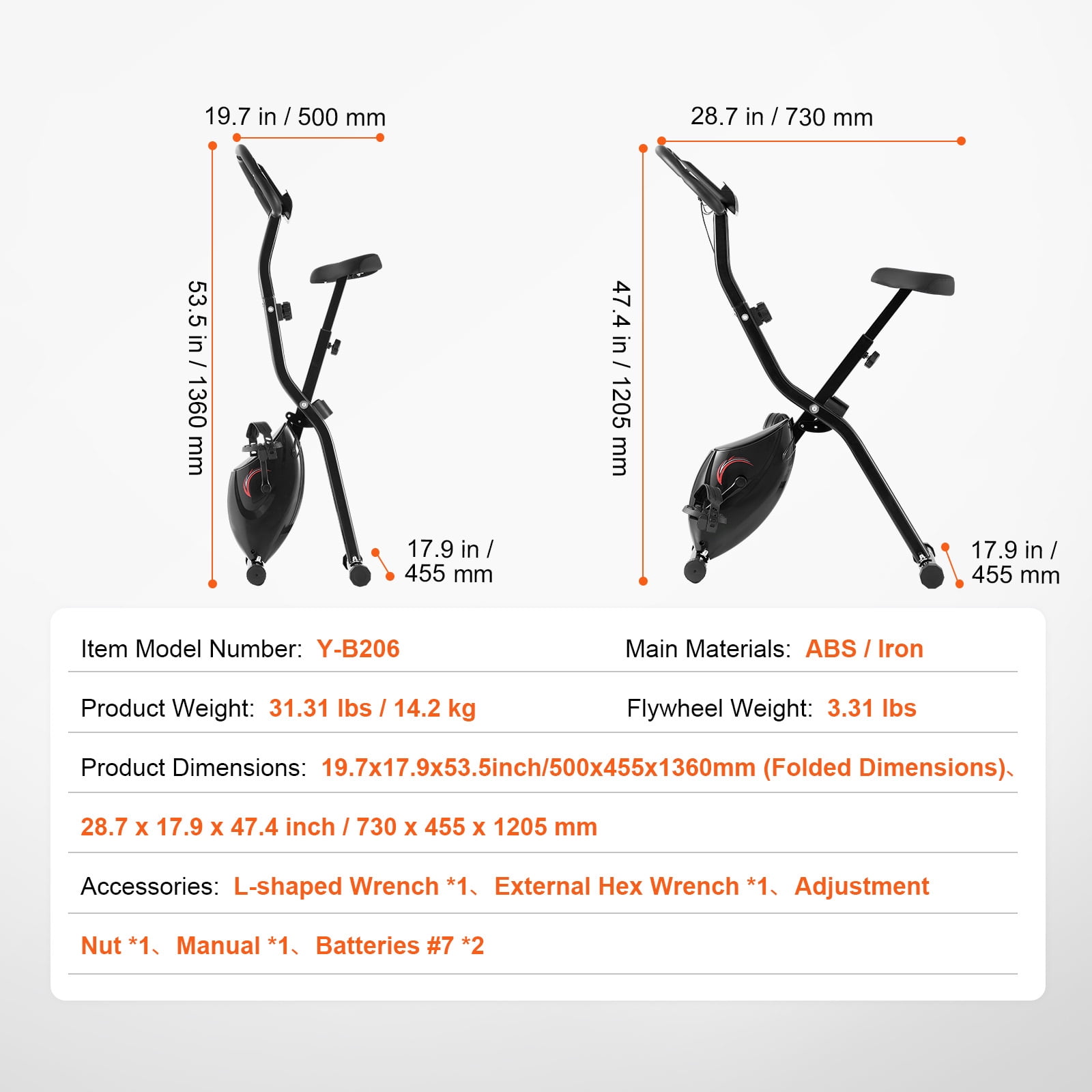 KFFKFF Collapsible Workout Bicycle, Adjustable Resistance Home Gym Bike, Upright Indoor Exercise Cycle with Comfort Seat, LCD Display for Fitness Training