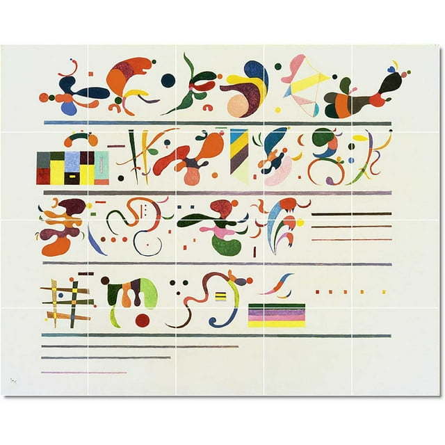 Ceramic Tile Mural-Wassily Kandinsky Abstract Tile Mural House Remodeling. 60" w x 48" h using (20) 12 x 12 ceramic tiles