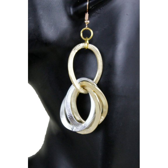 Women Earrings Gold Silver Metal Thick Chain Chunky Links Bold Fashion Jewelry