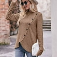 thumbnail image 4 of BLTIBY Long Sleeve Shirts for Women Knit Round Neck Button Dressy Solid Color Sweater Blouse Autumn Lightweight Casual Tunic Tops Khaki S, 4 of 7