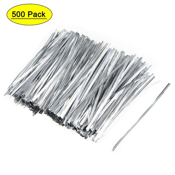 Uxcell 4.7" Twist Ties Coated Iron for Bags Manage Cords Metal Plastic Silver 500 Pack
