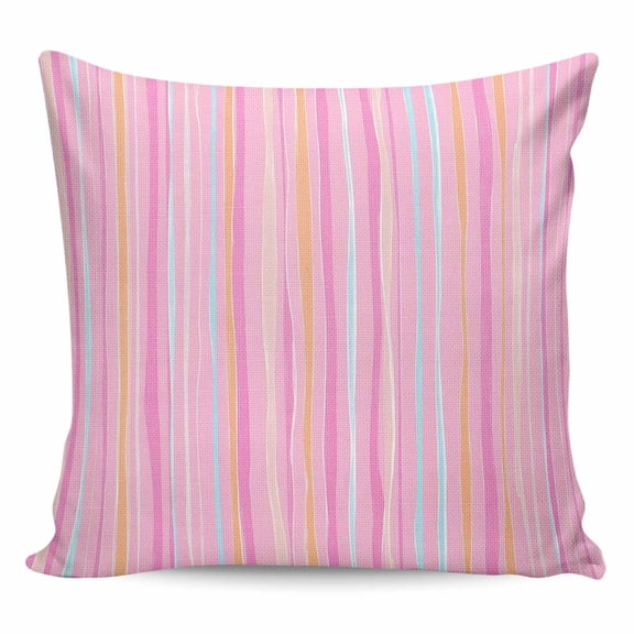 Throw Pillow Covers 24x24 Inch, Pink Orange Blue Stripe Decorative Pillow Cases for Couch Sofa Bed, Modern Abstract Art Striped Farmhouse Cotton Linen Square Home Decor Pillowcases