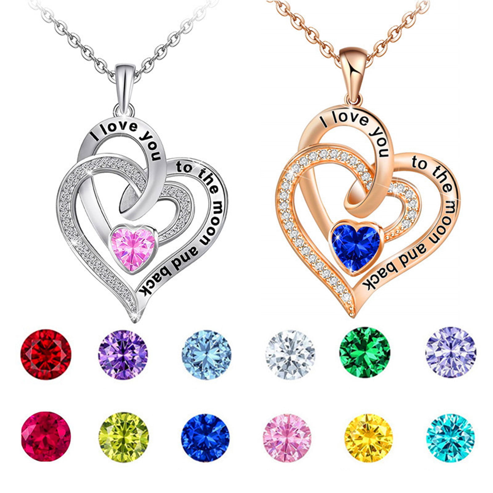White Hearts Vines Valentines Day Pink Necklaces Pendant Retro Moon Stars Jewelry 