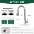 thumbnail image 2 of Akicon Kitchen Faucet with Pull Down Sprayer, 3-Function Kitchen Sink Faucets with Deck Plate, Fits 1-Hole and 3-Hole Sinks, Single Handle 304 Stainless Steel, Brushed Nickel, 2 of 9