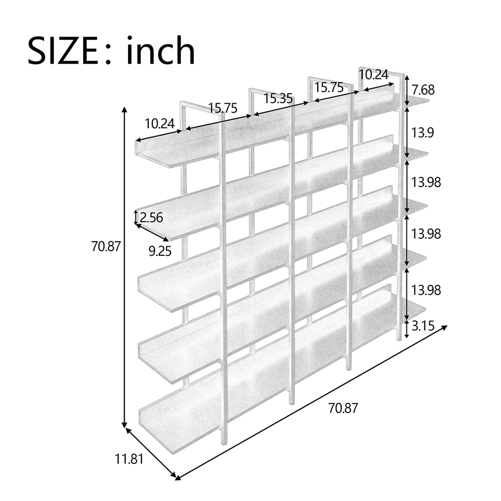 Kepooman 5-Tier Bookshelf, Modern Industrial Style Book Shelf, Wood and Metal Bookcase Furniture for Home & Office, Black Kepooman 5-Tier Bookshelf, Modern Industrial Style Book Shelf, Wood and Metal Bookcase Furniture for Home & Office, Black