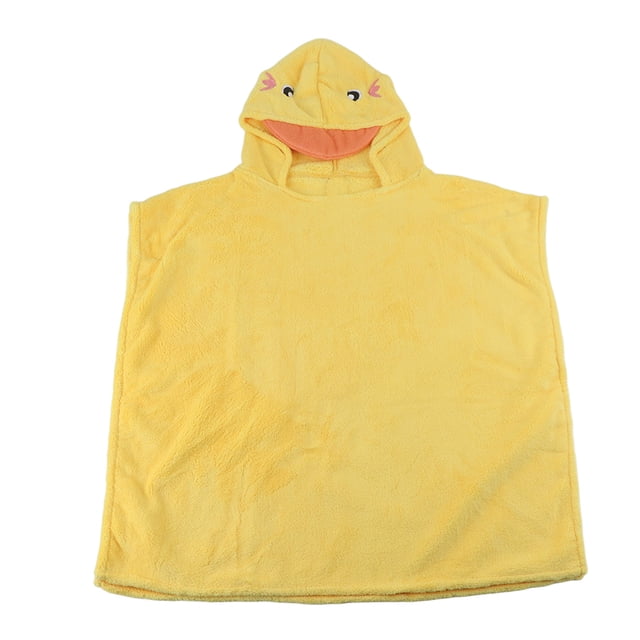 Ficarrico Albornoz para bebé, toalla gruesa con capucha para la cara del baño del bebé, toalla de felpa infantil con animales de dibujos animados, color amarillo
