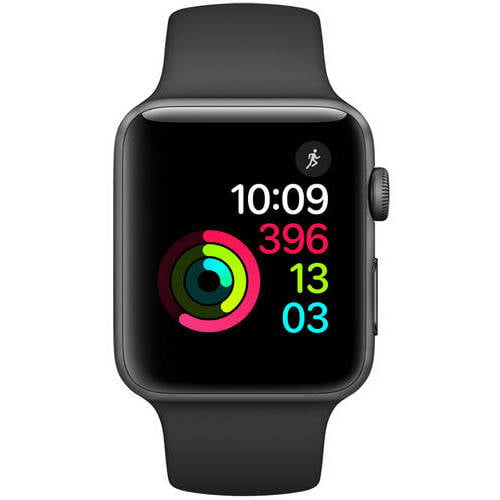 Apple Watch Series 2, 42mm Aluminum Case with Black Band