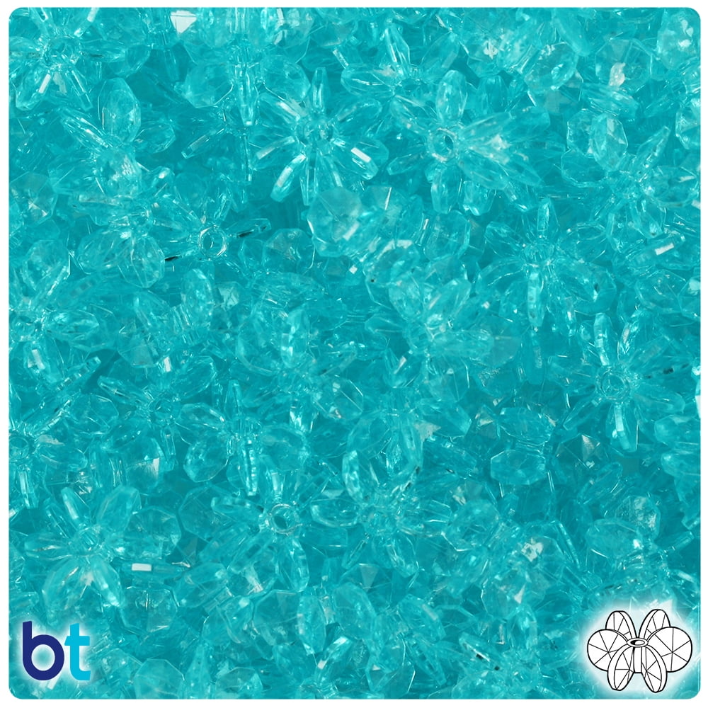 BeadTin 9mm Barrel Pony Beads - Green & Blue Mix, Transparent, 500 Pieces, 4mm Hole, Made In USA