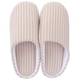 thumbnail image 1 of EeaseMX Pantuflas acogedoras de rayas beige, estilo japonés, mullidas, para adultos, abrigadas, para otoño e invierno (talla M, talla 38-39), 1 of 7