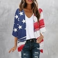 thumbnail image 2 of UVEASISHA Fourth of July Cardigan for Women 3/4 Sleeve Lightweight Cardigans USA Stars and Stripes Print Kimono Jackets Independence Day Beach Coverups Multicolor XXL, 2 of 6