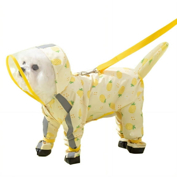 TELOLY Dog Raincoat,Full Vision Protection Rain Coat for Dogs,One-Piece Chest Harness Dog Rain Coat,M