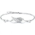 thumbnail image 1 of Pulsera de plata con alas de ángel para mujer, plata de ley 925, cadena ajustable, pulsera chapada en oro blanco con diamantes, regalo para el día de la madre para mujeres y niñas Rojo Verde, 1 of 5