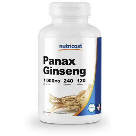 Nutricost Panax Ginseng, 240 Capsules - Non GMO, Gluten Free, 120