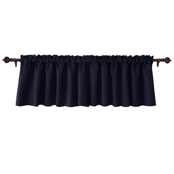 The Great American Store Decorative Polyester Window Valances Solid Navy Blue Gathered Style (52" x 18") 3" Rod Pocket, 1 Pack - Suitable for Kitchen, Living Room, Bedroom, Cafes