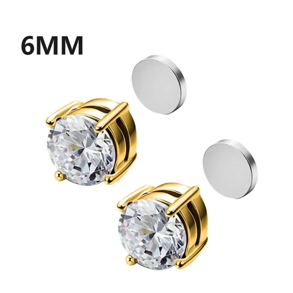 3Pairs Crystal Strong Magnetic Ear Stud Clip Earrings for Men and Women Punk Round Zircon Magnet Earrings Non Piercing Jewelry