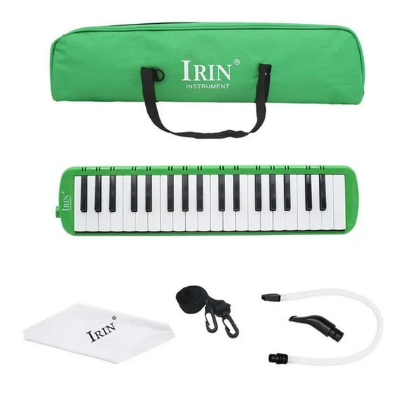 Colorful 37 Piano Keys Melodica With Tube Carrying Bag For Students Beginners Green