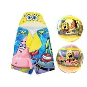 Nickelodeon SpongeBob SquarePants Kids Bath Hooded Towel with 2 Bath Bombs