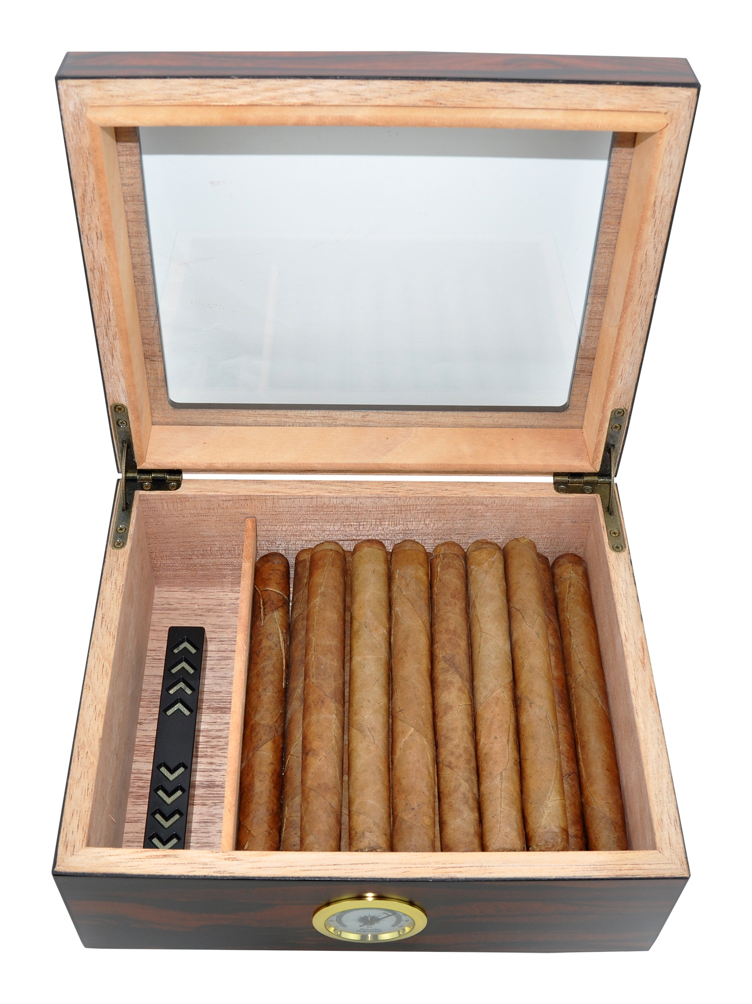 DUCIHBA Humidor Box - Holds 25-50 Cigars - Tempered Glass Display - Spanish Cedar Wood - Brown Color - image 3 of 7