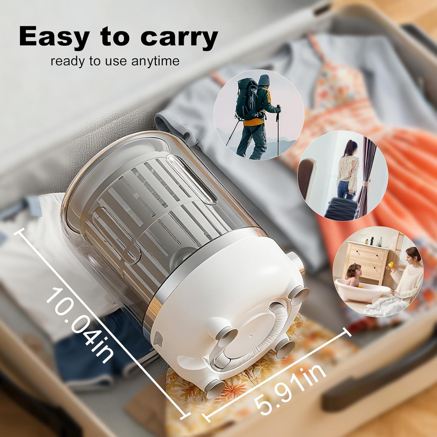 3-in-1 Portable Washing Machine, 3L Cordless Underwear Washing Machine with Spin Basket, 3 Modes 3000mAh Laundry Machine for Apartment, Dorm, RV, Hotel Use,White