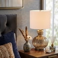 thumbnail image 4 of C Cattleya 20.25” Brown Gourd Table Lamp with Glass Base and Linen Shade, 4 of 6