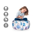 thumbnail image 2 of Marine Storage Toy Bag Chair, Watercolor Seashells Cockleshell Starfish Summer Ocean Beach Aquarelle, Stuffed Animal Organizer Washable Bag, Small Size, Azure Blue Violet White, by Ambesonne, 2 of 3