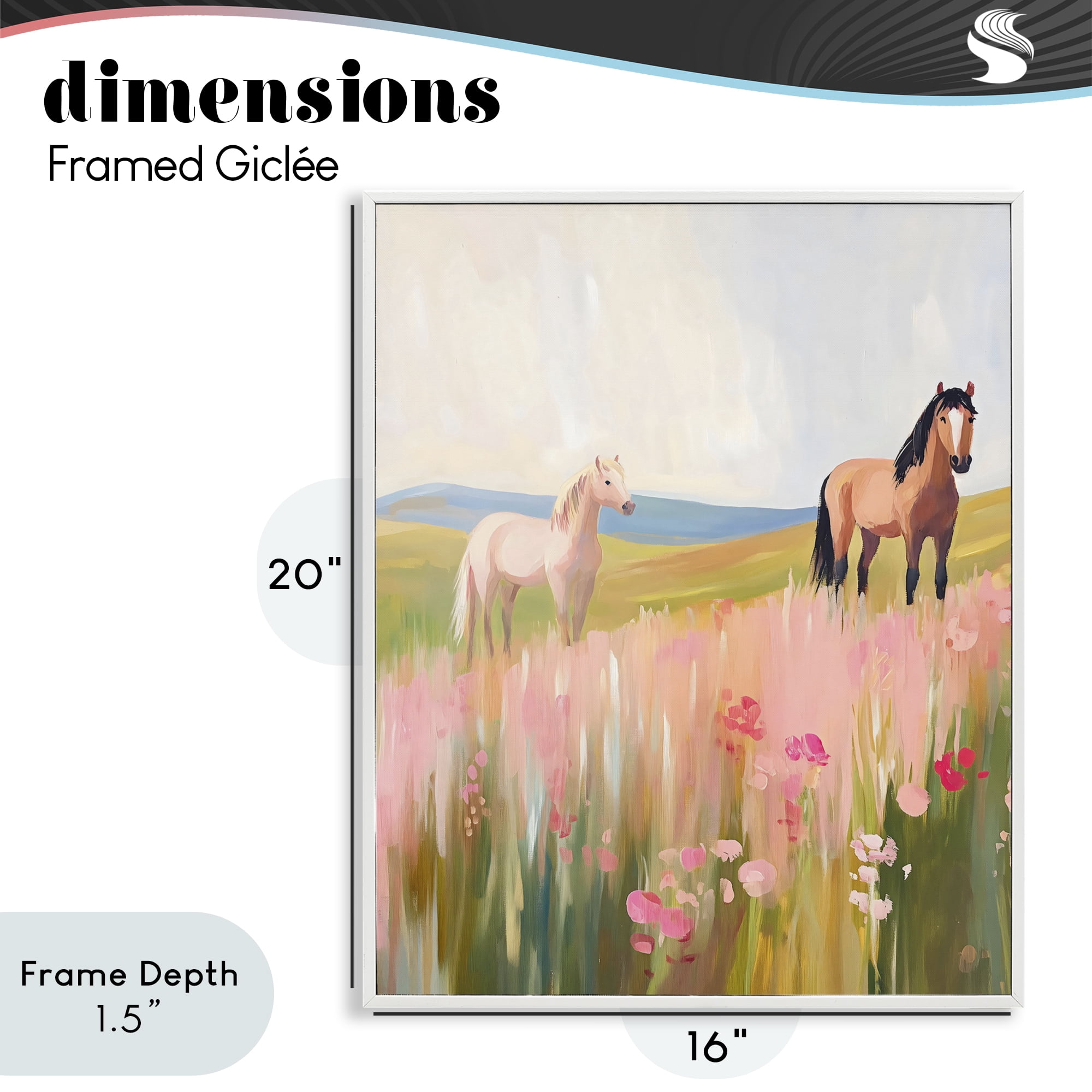Stupell Industries Wild Horses in Pink Meadow White Framed Giclee Art, design by The Prints Vibe