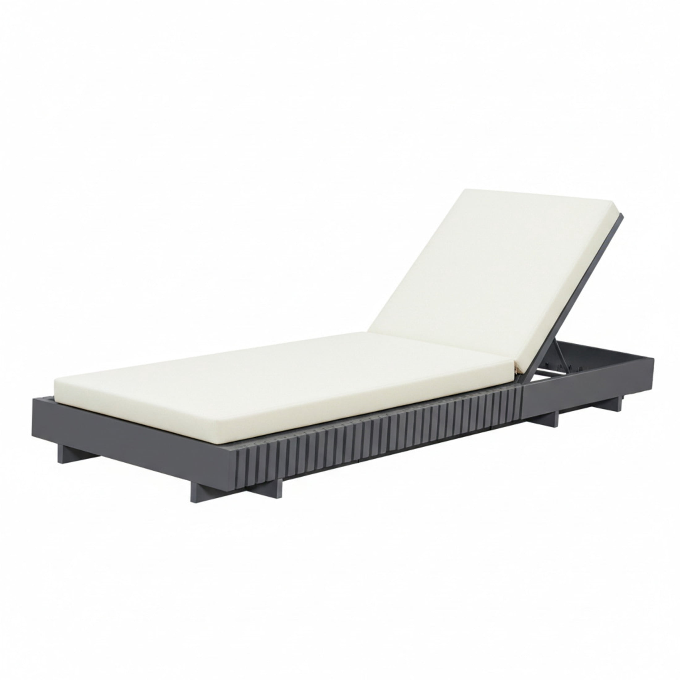 Christopher Knight Home Outdoor Chaise Lounge with 4" Cushion, Adjustable Recliner, Dark Gray + Cream