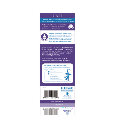 Blue Lizard Australian Mineral Sunscreen Lotion, Sport, SPF 30+, 5 oz