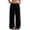 Color black, variant on DOKOTOO Palazzo Pants for Women Wide Leg Elastic Waist Linen Pants Casual Loose Lounge Beach Trousers with Pockets