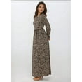thumbnail image 6 of Printed Crew Neck Maxi Dress with Belt, 6 of 7