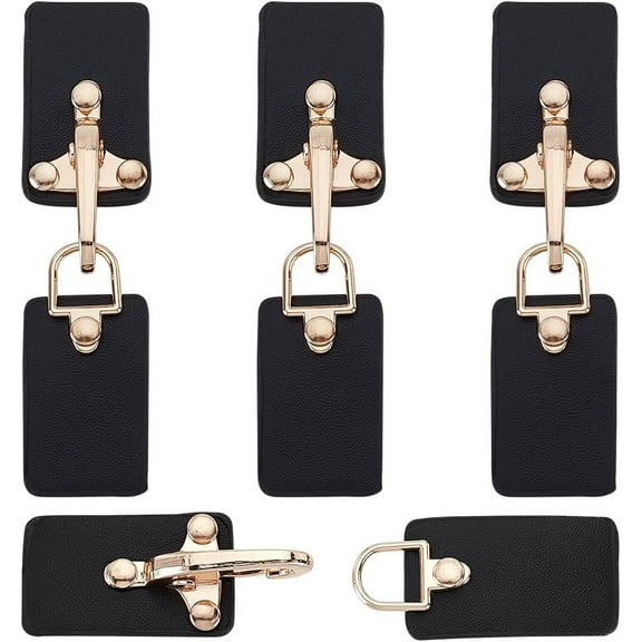 4 Sets Imitation Leather Toggle Buckle Snap Toggle Closure Button with Alloy Findings for Bag Sweater Jacket Coat DIY Sewing Crafts Accessories Black 10.1cm