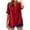 Red, variant on Uaswgudfs Women's V-Neck Blouse Top with Short Sleeves and Decorative Front Buttons - Lightweight Crinkled Fabric for Summer Casual Fashion