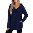 thumbnail image 3 of Yokua Women's Quarter Zip Waist Hoodie Pullover Long Hooded Sweatshirt, 3 of 8